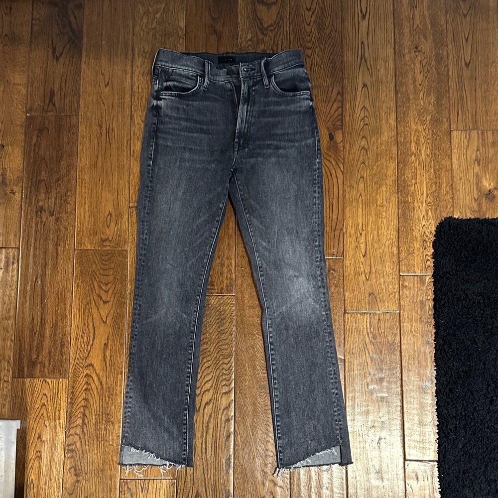 MOTHER High-Rise Straight Jeans in Washed Black